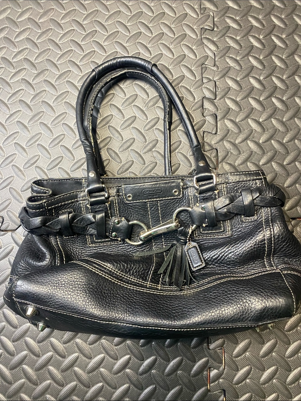 Coach Hamptons bag F13084 Tote Handbag Pebbled Leather Black